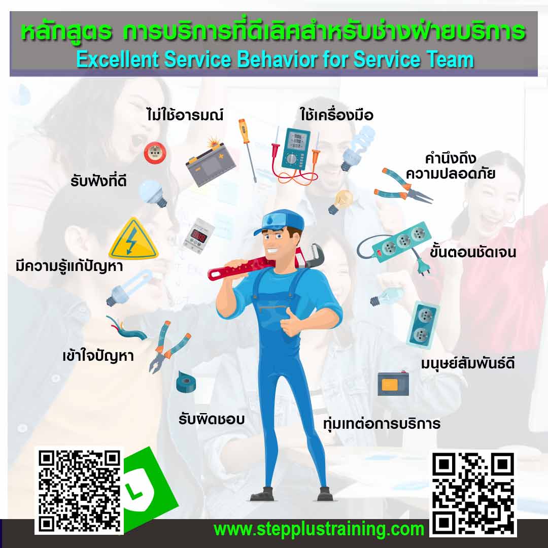 หลักสูตร ฝึกอบรม การบริการที่ดีเลิศ สำหรับ ช่างฝ่ายบริการ<br />
Excellent Service Behavior for Service Team